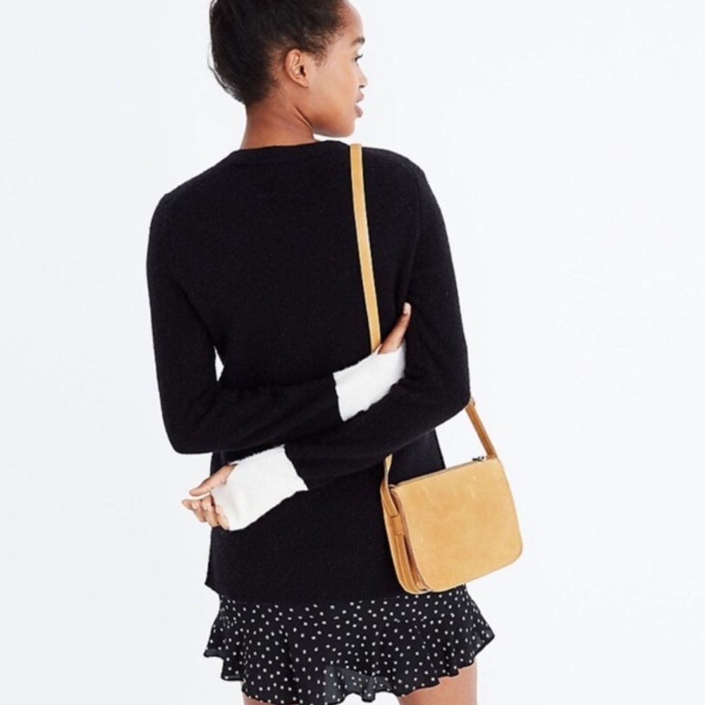 Madewell Fremont Merino Wool Alpaca Blend Sweater Black Colorblock L - Picture 2 of 9